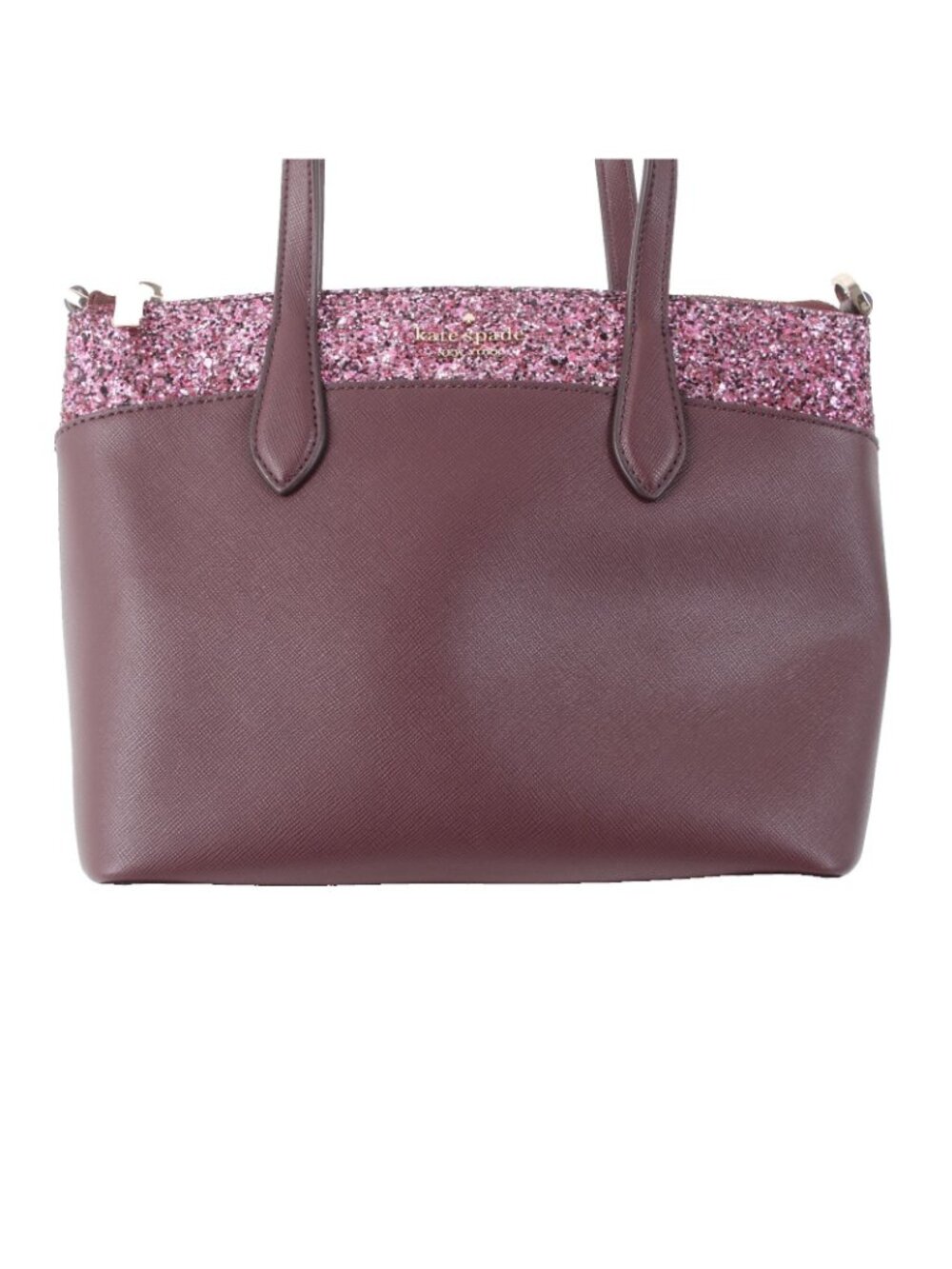 Kate Spade Purse 7 x 10 x 4 Purple Glitter Two Handle Inner Pocket Leather Purse - Picture 2 of 8